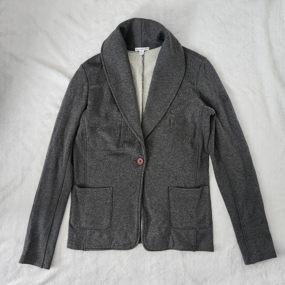 JAMES PERSE‎ Charcoal Knit  Blazer Jacket Shawl Collar French Terry Stretch 3